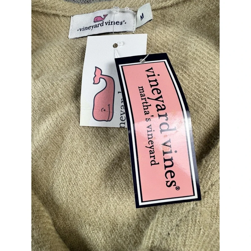 VINEYARD VINES Open‎ Front Fringe Vest Sweater Oatmeal Heather Women's M NWT